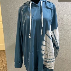 Blue and White Tie-Dye Hoodie